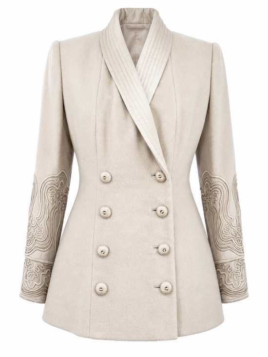 Valentino Jackets & Blazers - Vintage Valentino Haute Couture Ivory Embroidered Double-Breasted Jacket